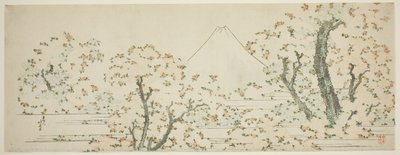 Mount Fuji med kirsebærtrær i blomst av Katsushika Hokusai