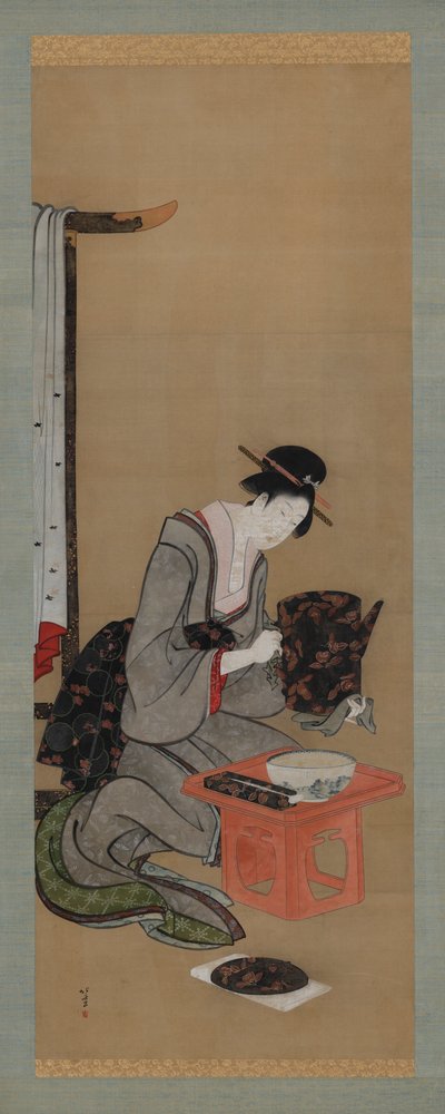 Egendefinert nyttår: Sminke på nyttårsmorgenen, Edo-perioden, ca. 1806-1811. av Katsushika Hokusai