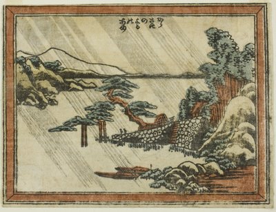 Night Line At Karasaki (Karasaki no Yoru no Ame), fra Teseries English ght Vie ws of Visitor Picture (Dovan Omi Hakkei) av Katsushika Hokusai
