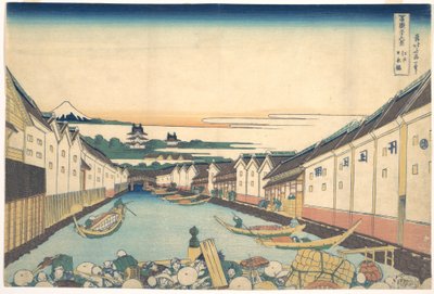 Nihonbashi i Edo (Edo Nihonbashi), fra serien «De tretti-seks utsiktene over Fuji» (Fugaku sanjūrokkei) av Katsushika Hokusai