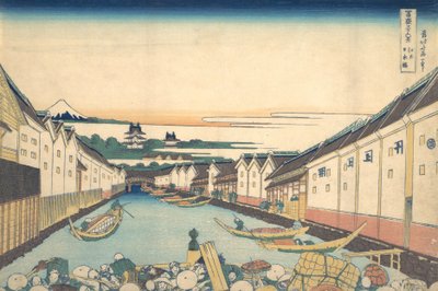 Nihonbashi i Edo Edo Nihonbashi, fra serien Thirty-six Views of Mount Fuji ..., ca. 1830-32. av Katsushika Hokusai