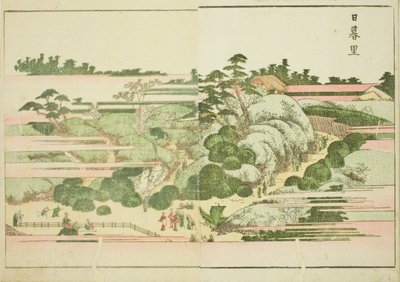 Nippori, fra den illustrerte boken "Picture Book of Amusements of the East (Ehon Azuma asobi)" av Katsushika Hokusai