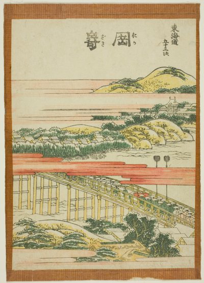 Okazaki, fra serien "Fifty-three Stations of the Tokaido (Tokaido gojusan tsugi)" av Katsushika Hokusai