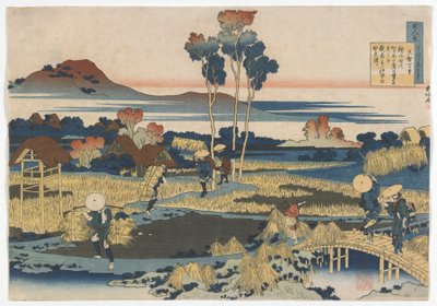 Ett hundre poeter, ett dikt hver, som forklart av den våte sykepleieren: Emperor Tenji (Tenchi) Edo-periode, 1835 (farget treblokktrykk) av Katsushika Hokusai