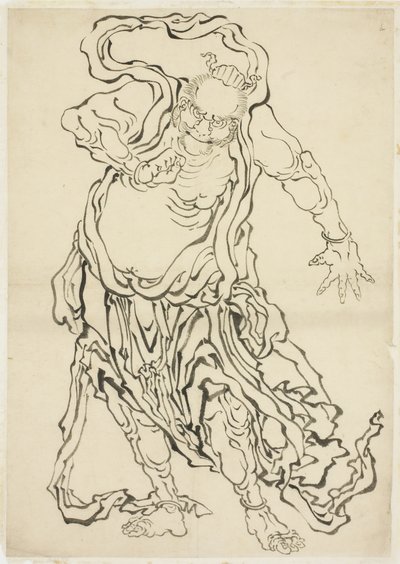 En av Nio (A Guardian), ca. 1815-1849 (blekk på papir) av Katsushika Hokusai