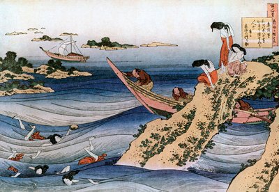 Østersfiske, c1785-1849. av Katsushika Hokusai