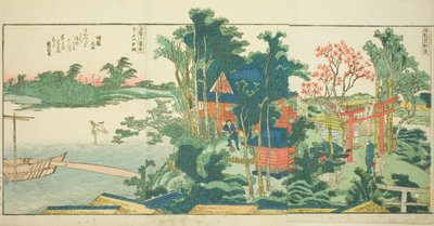 Sider fra den illustrerte boken "Panoramisk utsikt langs bredden av Sumida-elven (Ehon Sumidagawa ryogan ichiran)" av Katsushika Hokusai