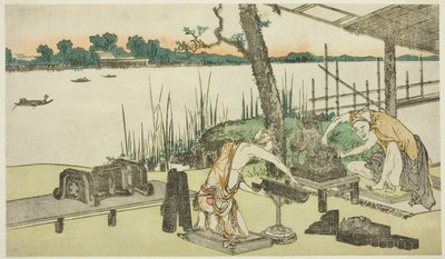 Pottemakere på jobb - Imado av Katsushika Hokusai