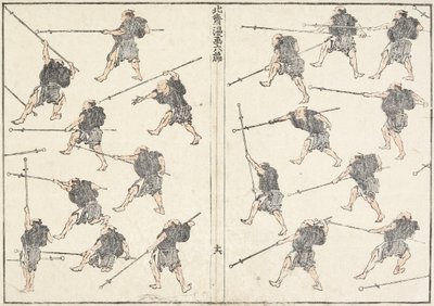 Praksis av langskaftet sverd, 1817 av Katsushika Hokusai
