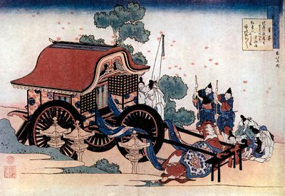 Trekker en trehjulsvogn, japansk tresnitt, c1780-1849. av Katsushika Hokusai