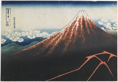 Regnvær under toppmøtet, 1831-1834 av Katsushika Hokusai