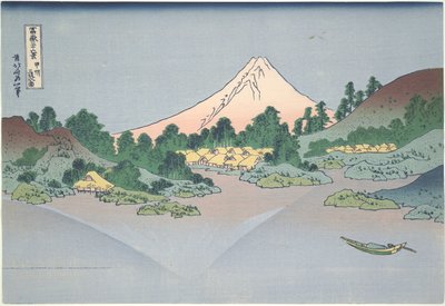 Refleksjon av Fuji i Lake Misaka i Kai-provinsen, fra serien Thirty-six Views of Mount Fuji av Katsushika Hokusai
