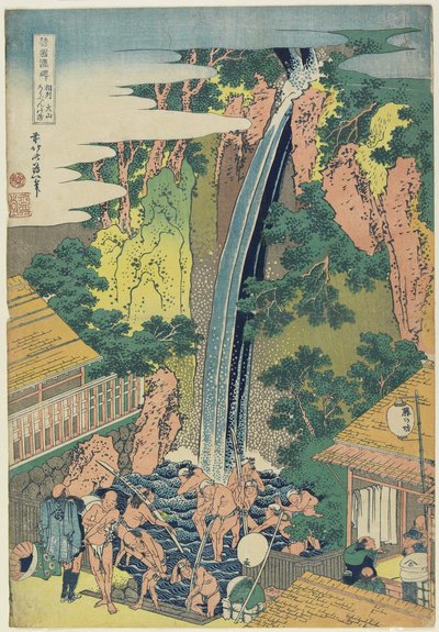 Roben Falls ved Oyama i Sagami-provinsen, ca. 1833 (farget treblokktrykk) av Katsushika Hokusai