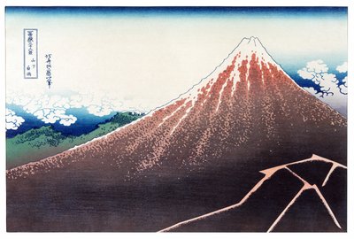 Sanka Haku fra 36 utsikt over Mount Fuji, pub. ca. 1890 (farget treblokktrykk) av Katsushika Hokusai