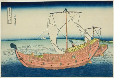 Sea Lane Off Kazusa Province (Kazusa no kairo), fra serien "Thirty-six Views of Mount Fuji (Fugaku sanjurokkei)" av Katsushika Hokusai