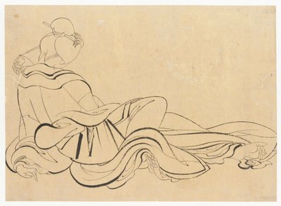 Sittende kvinne som klør seg i hodet, sent på 1700-tallet - begynnelsen av 1800-tallet. av Katsushika Hokusai