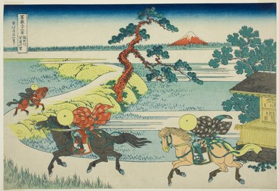 Sekiya Village ved Sumida-elven (Sumidagawa Sekiya no sato), fra serien Thirty-Six Views of Mount Fuji (Fugaku sanjūrokkei) av Katsushika Hokusai