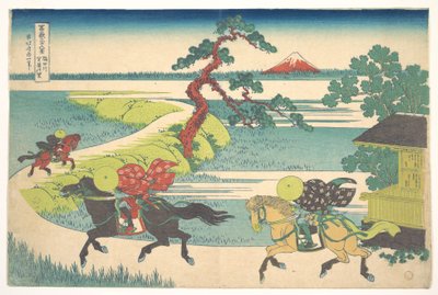 Sekiya-landsbyen ved Sumida-elven (Sumidagawa Sekiya no sato), fra serien «De tretti-seks utsiktene over Fuji-fjellet» (Fugaku sanjūrokkei) av Katsushika Hokusai