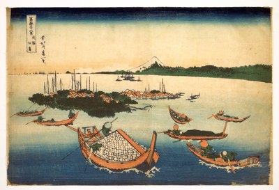 Serie med 36 utsikt over Fuji-fjellet: utsikt over Tsukuda-øya i Musashi-provinsen, Japan - Trykk av Katsushika Hokusai (1760-1849) (ukiyo-e-skolen) 1830-1833 delstat A Pushkin Museum of Fine Arts, Moskva av Katsushika Hokusai