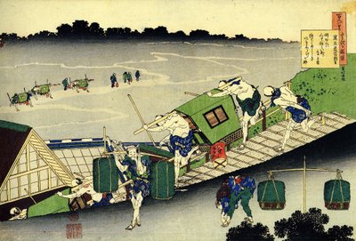 Serie med hundre dikt av hundre poeter: ""Fujiwara no Michinobu Ason"" Små sedanhytter - Trykk av Katsushika Hokusai (1760-1849) (ukiyo-e skole) ca. 1830 State Hermitage Saint Petersburg av Katsushika Hokusai