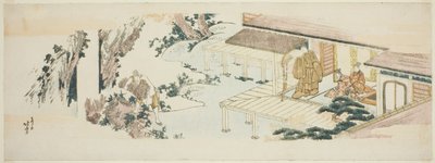 Tjener som kaster grener i fossen av Katsushika Hokusai
