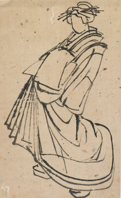 Skisse av en kurtisane, slutten av 1700-begynnelsen av 1800-tallet. av Katsushika Hokusai