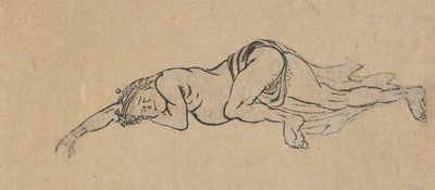 Sleeping Man, sent på 1700-tallet - begynnelsen av 1800-tallet. av Katsushika Hokusai