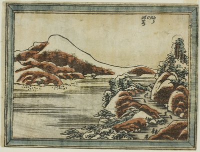 Snow at Dusk at Hira (Hira no bosetsu), fra serien Eight Views of Omi in Etching Style (Doban Omi hakkei) av Katsushika Hokusai