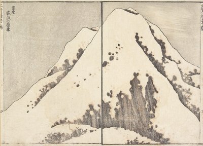 Snø på toppen av Tsukuba-fjellet i Hitachi-provinsen, 1817 av Katsushika Hokusai