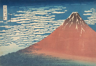 South Wind, Clear Sky Gaifu kaisei, også kjent som Red Fuji, fra serien Thirt..., ca. 1830-32. av Katsushika Hokusai
