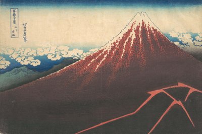 Storm under Fuji Sanka no haku u, fra serien Thirty-six Views of Mount..., ca. 1830-32. av Katsushika Hokusai