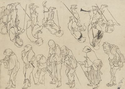 Studier av lamme pilegrimer, Edo-perioden (blekk på papir) av Katsushika Hokusai
