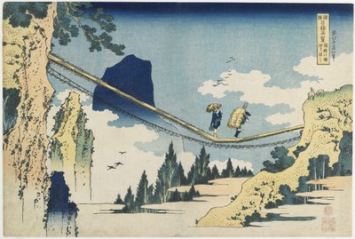 "Hengebro mellom Hida og Etchu_-provinsene" av Katsushika Hokusai