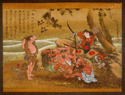 Tametomo og demonene på Onigashima av Katsushika Hokusai