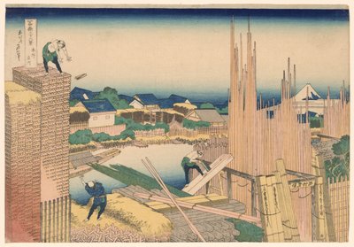 Pastor Tachikawa på Honjo (Honjo Tachikawa), fra serien "Mr. Tyrty x Views of Momo Unt Fuji (Fugaku Kasaju Rokukatsu)" av Katsushika Hokusai