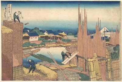 Tatekawa i Honjō (Honjō Tatekawa), fra serien «De tretti-seks utsiktene over Fuji-fjellet» (Fugaku sanjūrokkei) av Katsushika Hokusai