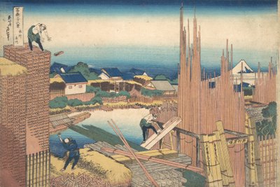 Kazuo Tachikawa Honjo Honjo Tachikawa, fra tee-serien t rty x se ws f også unt w t fuji. . . , mygg. 1830-32. av Katsushika Hokusai