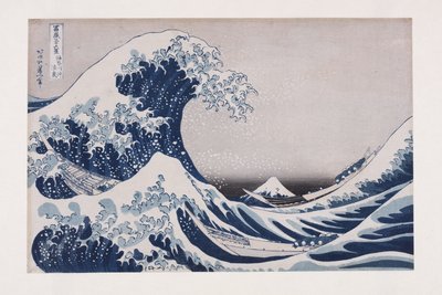 The Hollow of the Deep Sea Wave utenfor Kanagawa (Kanagawa-oki nami ura) (treblokktrykk i farger) av Katsushika Hokusai
