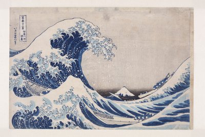 The Hollow of the Deep Sea Wave utenfor Kanagawa (Kanagawa-oki nami ura) (treblokktrykk i farger) av Katsushika Hokusai