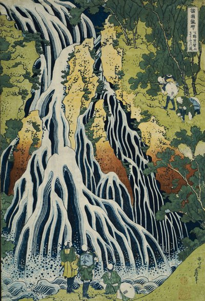 Kirifuri-fossen ved fjellet Kurokami i Shimotsuke-provinsen, fra serien "A Journey to the Waterfalls of All the Provinces" av Katsushika Hokusai