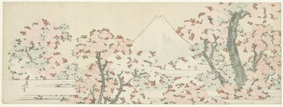 Mount Fuji med kirsebærtrær i blomst av Katsushika Hokusai
