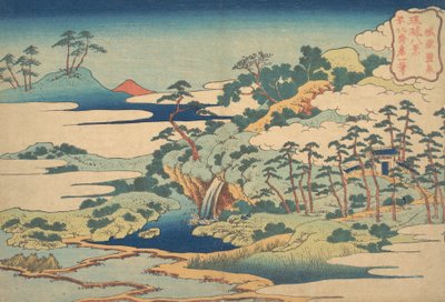 The Sacred Spring at Jogaku Jogaku reisen, fra serien Eight Views of the Ryukyu Isl..., 1832. av Katsushika Hokusai