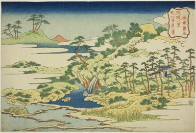 The Sacred Spring on Fortress Mountain (Jogaku reisen), fra serien "Eight Views of the Ryukyu Islands (Ryukyu hakkei)" av Katsushika Hokusai