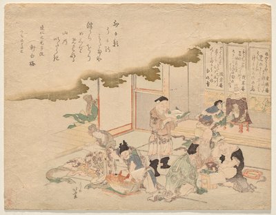 The Seven Gods of Good Fortune (shichifuku-jin) feirer det nye året av Katsushika Hokusai