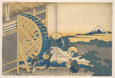 Vannhjulet ved Onden (Onden no suisha), fra serien «De tretti-seks utsiktene over Fuji-fjellet» (Fugaku sanjūrokkei) av Katsushika Hokusai