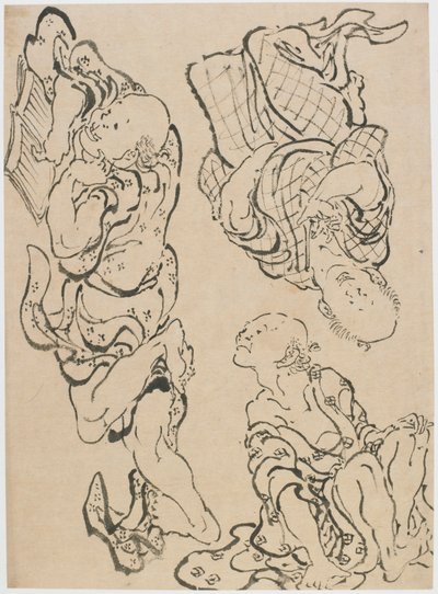 Tre figurer, sent på 1700-tallet - begynnelsen av 1800-tallet. av Katsushika Hokusai