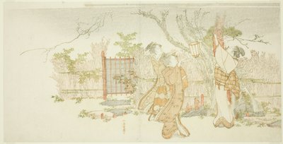 Tre kvinner under et plommetre om natten av Katsushika Hokusai