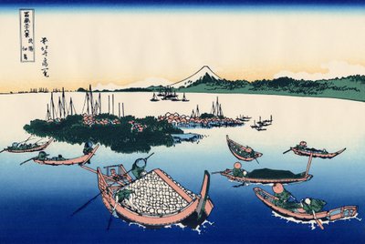 Tsukada-øya i Musashi-provinsen, ca. 1830 (treblokktrykk) av Katsushika Hokusai
