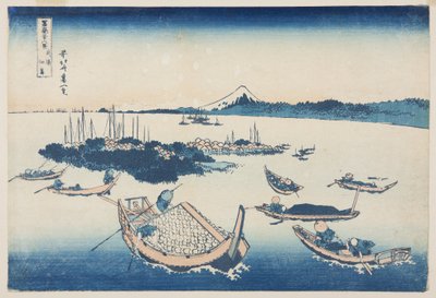 Tsukuda Island "In Edo"-medlem Musashi P Rovinse (del y? Tsukuda Island) av Katsushika Hokusai