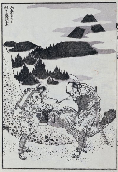To menn, fra en Manga (farget treblokktrykk) av Katsushika Hokusai